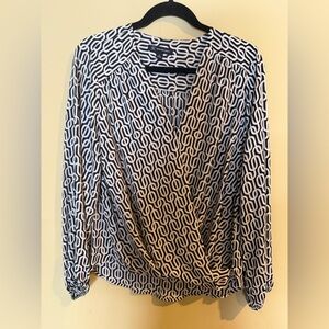 INC International Concepts Black and White Geometric Blouse